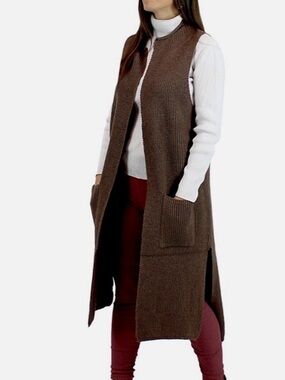 ODIVA Brown Sleeveless Knit Cardigan